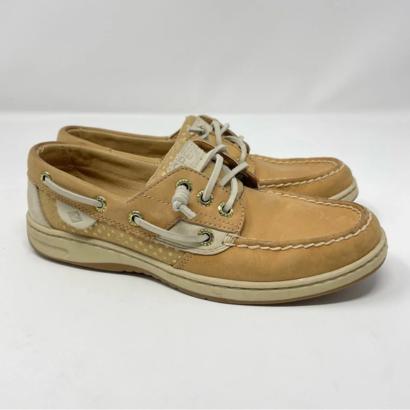 Sperry Gold Polka Dot Boat Shoes - Picture 1 of 9